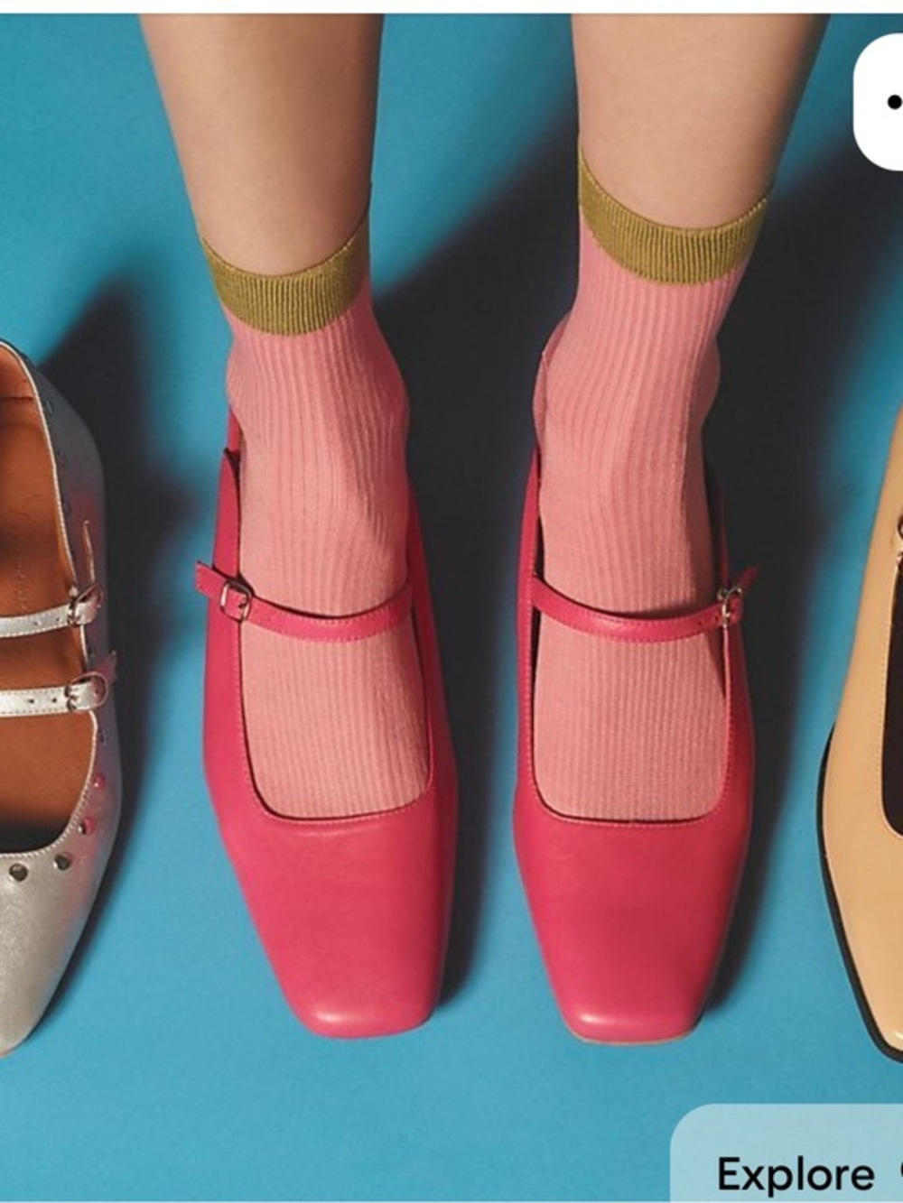 Anthropologie Maeve Mary Jane Mules Heel Square-Toe Fuchsia Pink